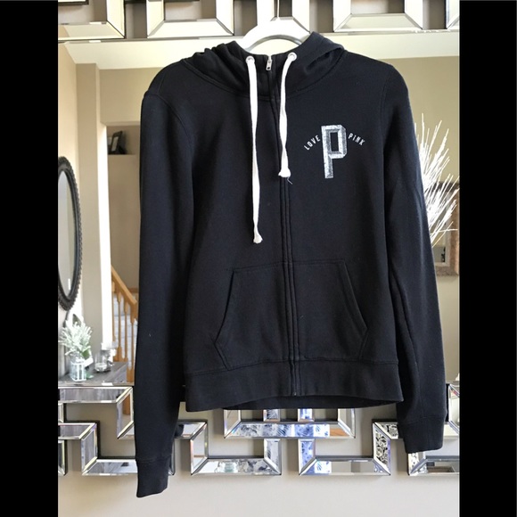 PINK Victoria's Secret Tops - PINK Adorable Black Hoodie, Sz S!! Excellent Cond!